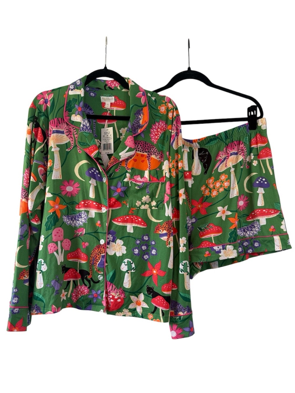 Beauty Sleep Social Mushroom and Animal Print Pajama Set NWT